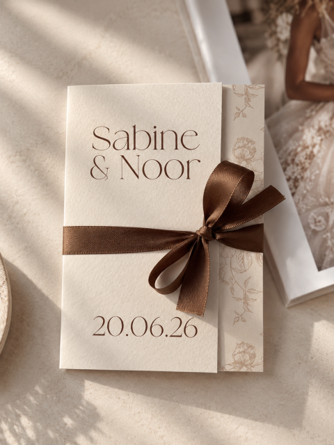 3 luik bruin vintage met satijnlint | Studio Sproet