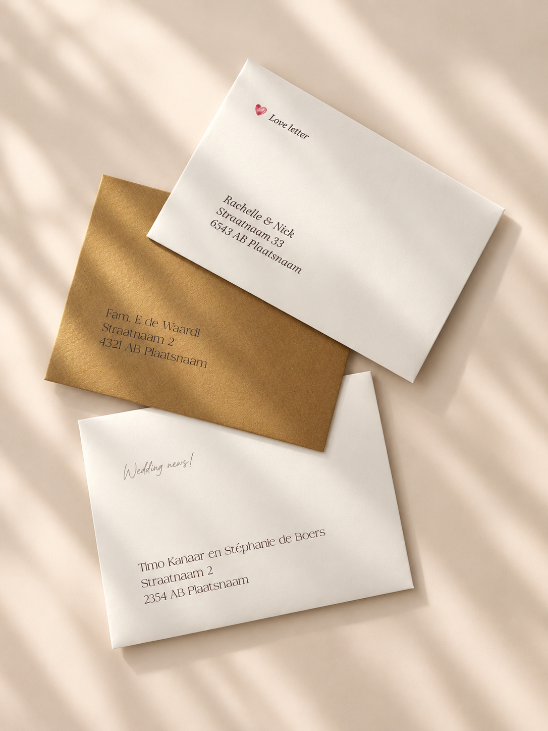 Adressen op enveloppen geprint | Studio Sproet