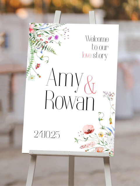 Welkomstbord met veldbloemen | Studio Sproet