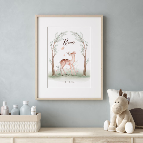 Geboorteposter Hertje in bos | Studio Sproet