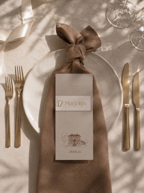 Menukaart + naamkaartje + goudfolie | Studio Sproet