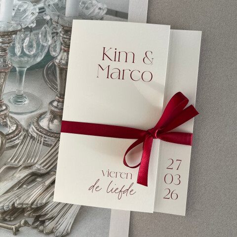 Drieluik offwhite met bordeaux lint | Studio Sproet