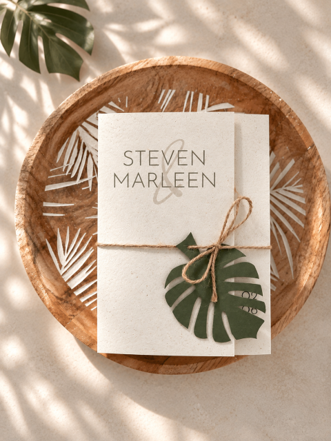 Drieluik trouwkaart olifantsgras | Studio Sproet