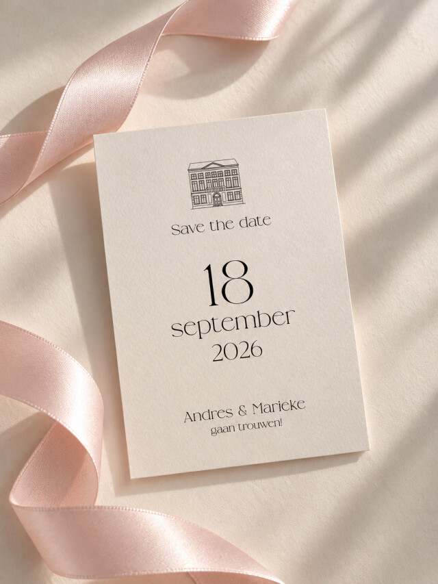 Elegante save the date met locatie | Studio Sproet