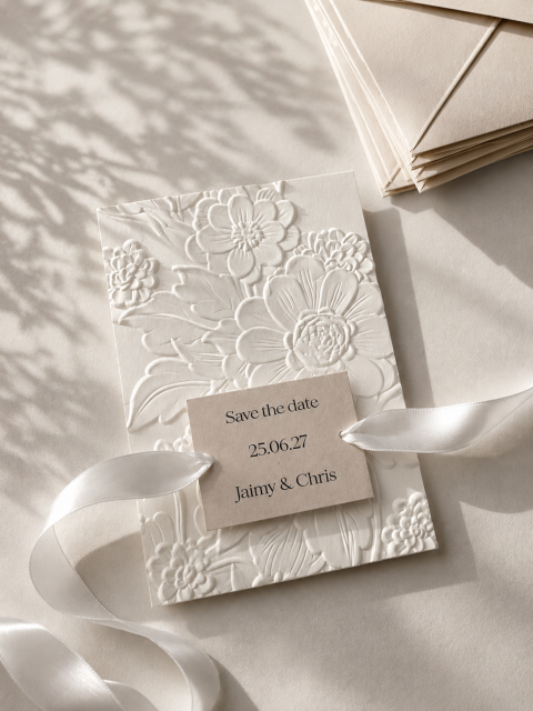 Save the date met preeg van rozen | Studio Sproet