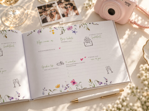 Gastenboek romantische bloemen, op maat gemaakt | Studio Sproet