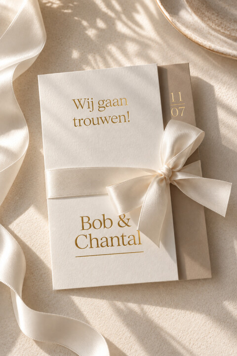 Stijlvolle trouwkaart met goudfolie | Studio Sproet