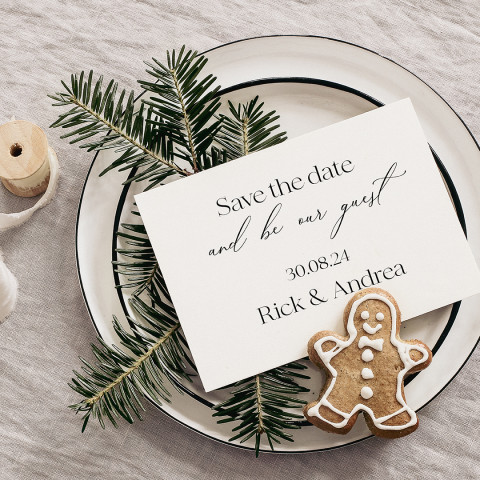 Kerst Save the date kaart R&A | Studio Sproet