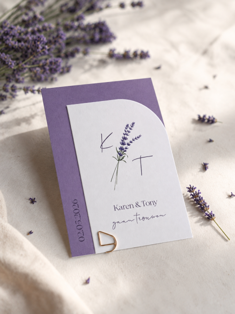 Lavendel trouwkaart | Studio Sproet