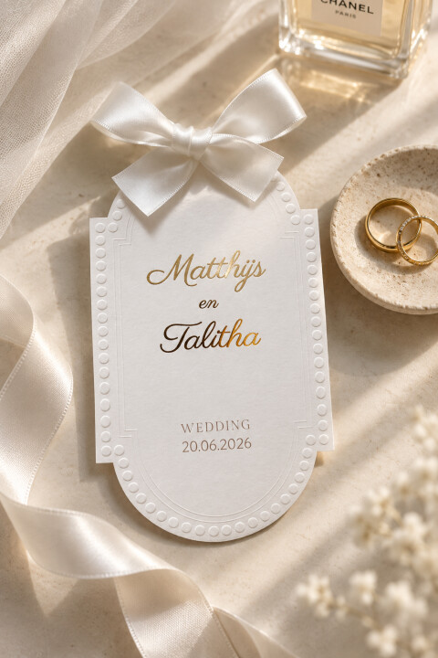 Luxe trouwkaart met letterpress en goudfolie | Studio Sproet
