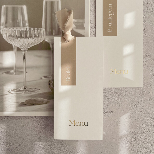 Menukaart + Naamkaartje + lint | Studio Sproet