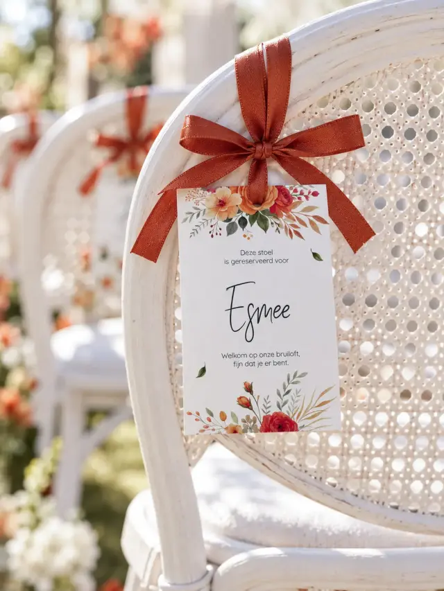 Naamkaart ceremonie herfstbruiloft | Studio Sproet