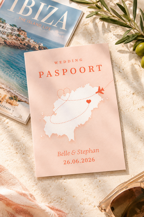 Paspoort trouwkaart Ibiza | Studio Sproet