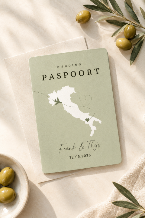 Paspoort trouwkaart Italie op maat gemaakt | Studio Sproet
