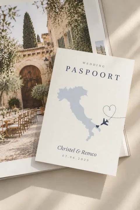 Paspoort trouwkaart Italie | Studio Sproet