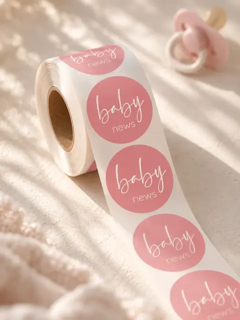 Roze Baby News sluitsticker babypost | Studio Sproet