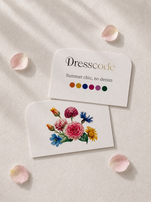 Dresscode kaartjes bij trouwkaart | Studio Sproet