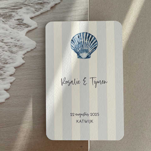 Trouwkaart schelpen blauw | Studio Sproet