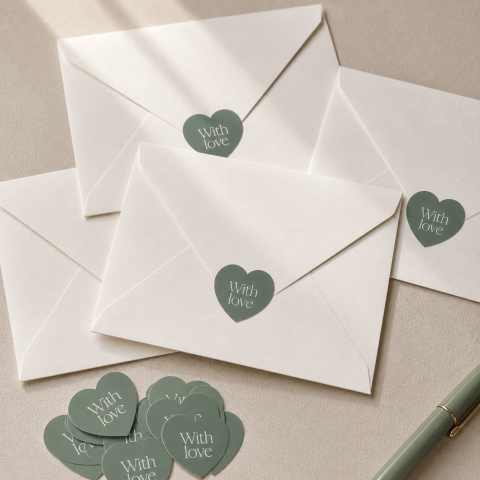 Sluitsticker hartje sage groen, op maat gemaakt | Studio Sproet