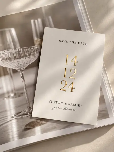 Save the date met grote datum in goud | Studio Sproet