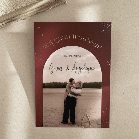 Tbrouwkaart stapelkaart met foto en goudfolie | Studio Sproet