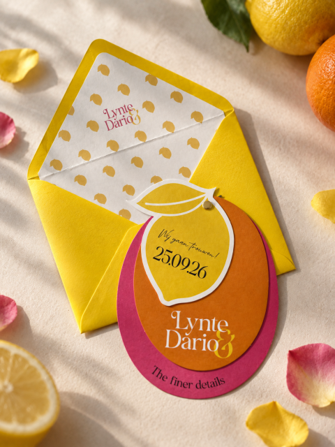 Summer citrus trouwkaart | Studio Sproet