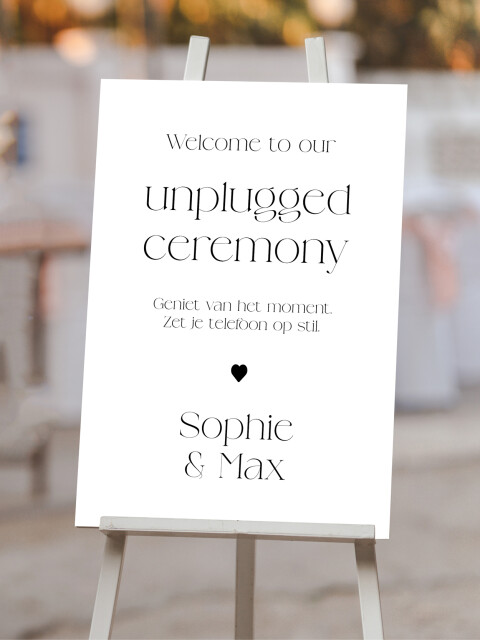 Unplugged ceremonie bord voor bruiloft | Studio Sproet