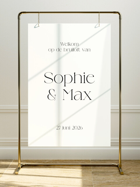Welkomstbord bruiloft hangend in frame | Studio Sproet